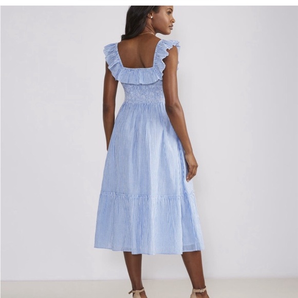 Vineyard Vines Striped Smocked MIDI Dress - HULL BLUE, NWT S - Picture 3 of 7